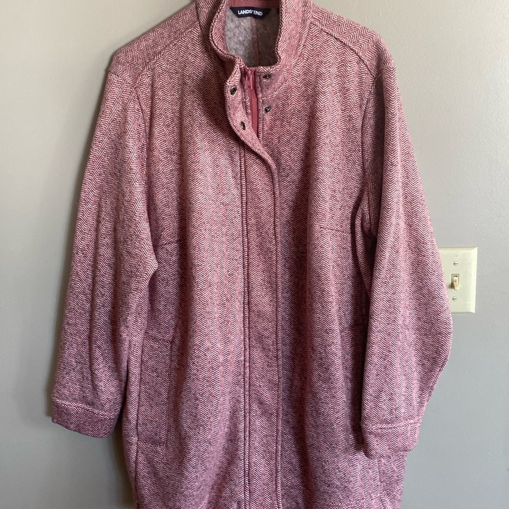 Burgundy Herringbone Sweater Fleece Jacket